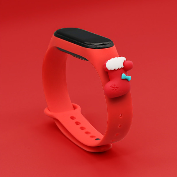 Justerbar Jul armband för Xiaomi Mi Band 4 / Mi Band 3 - Röd Sil