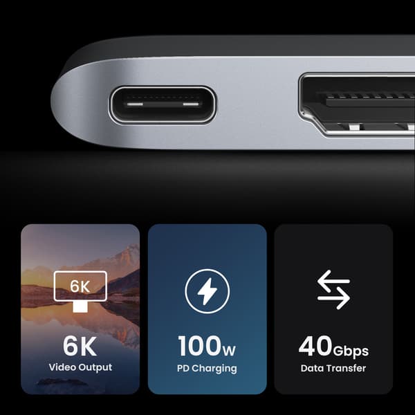 Ugreen CM380 HUB - 2xUSB C till HDMI / 2xUSB 3.0 / SDTF / USB C