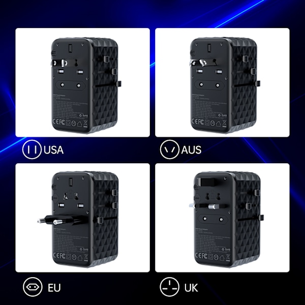 Choetech PD6028 Universal Reseladdningsadapter 100W med 2x USB-C