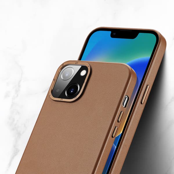Dux Ducis Grit läderfodral för iPhone 14 Plus/ elegant konstläde