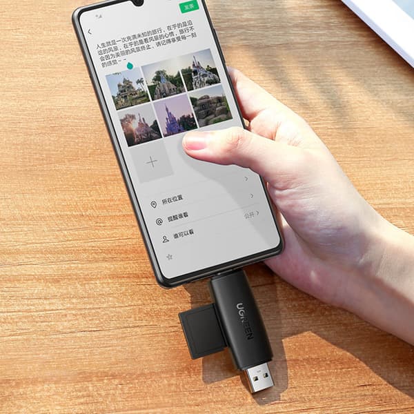 Ugreen SD/microSD Kortläsare Adapter (USB-A/USB-C) Svart (CM304)