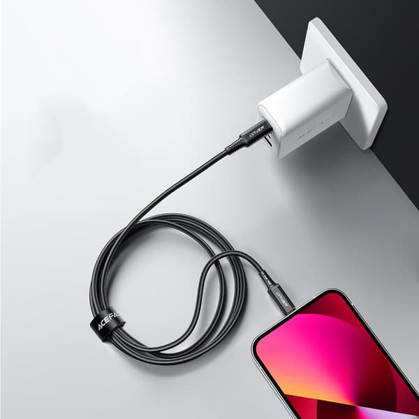 Acefast C4-01 Lightning till USB-C PD Kabel 30W 3A 480Mb/s 1/8m