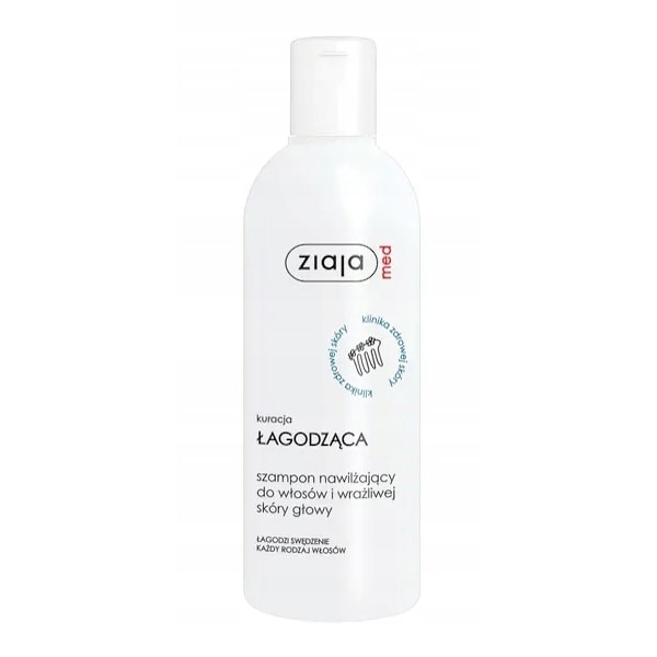 Ziaja Med, Hellävarainen Hoitokurssi, Kosteuttava shampoo hiuksille ja herkälle hiuspohjalle, 300 ml