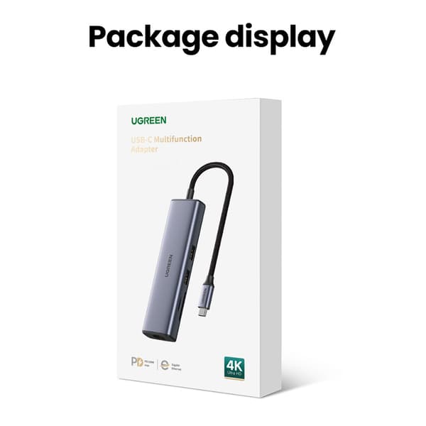Ugreen CM512 USB-C Adapter - 2x USB-A 3.0/ HDMI/ RJ45/ SD/TF-kor