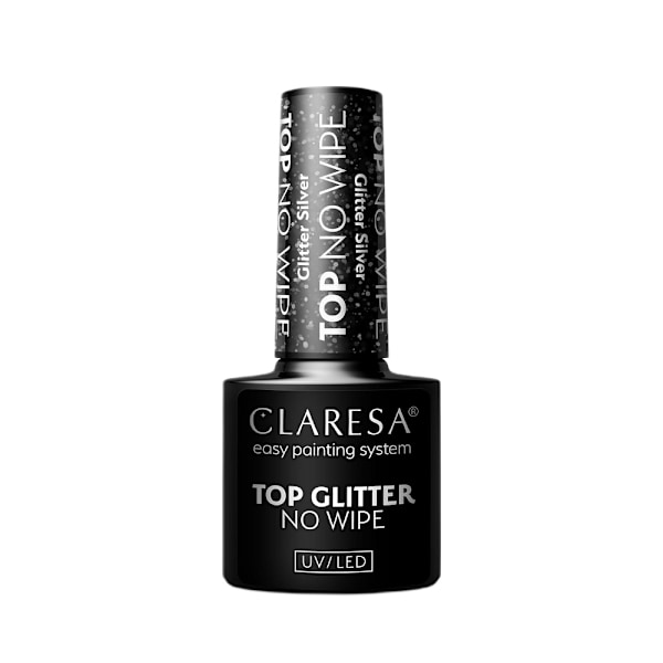 Claresa Glitter Topp No Wipe Hybrid-överdrag med Silverglitter/