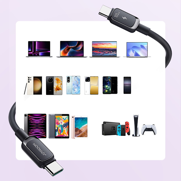 Joyroom Multi-Color USB-C till USB-C Kabel 100W 1.2 m - Svart