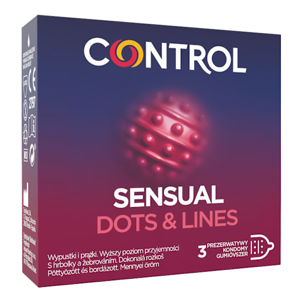 Kontroll Sensual Prickar & Linjer Räfflade Kondomer med Knottror