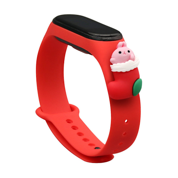 Justerbar Jularmband för Xiaomi Mi Band 6/5 - Silikonröd (design