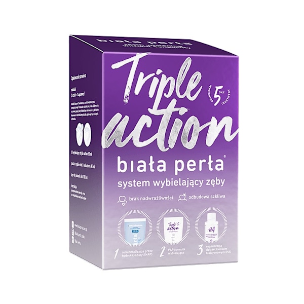 Biała Perła/ Tredubbelt Tandvårdssystem: Tandkräm 30 ml + Whiten