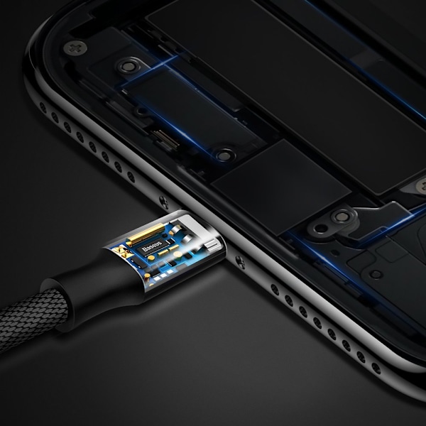 Baseus Yiven 1/8M USB/Laddarkabel med Textilöverdrag för iPhone/