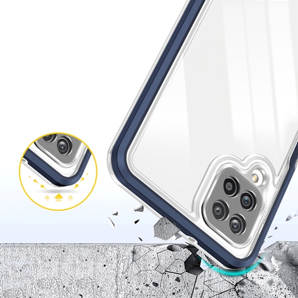 Transparent 3in1-fodral för Samsung Galaxy A22 4G med blå ram