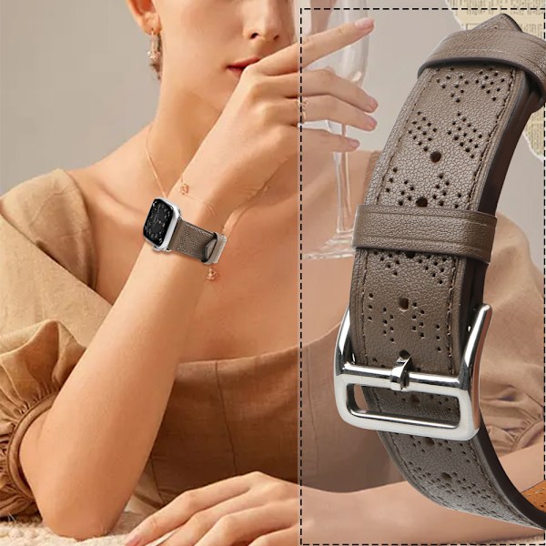Läderarmband mörkbrun för Apple Watch SE/9/8/7/6/5/4/3/2/1 (41/