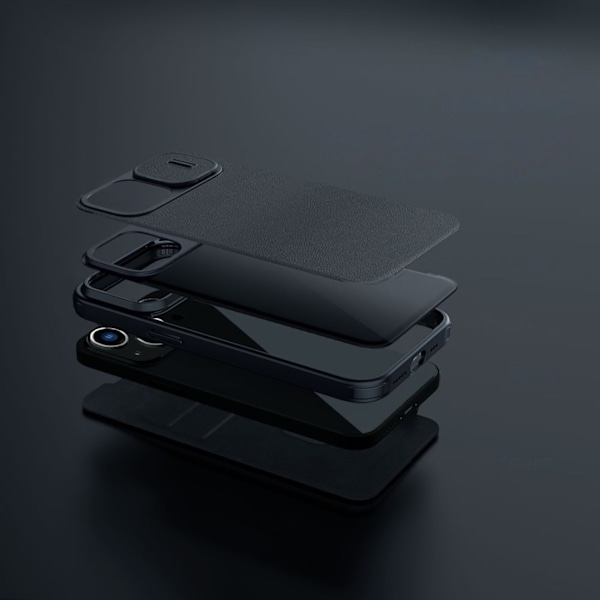 Nillkin Qin Cloth Pro Fodral för iPhone 14 Plus - Kamera- och Fl