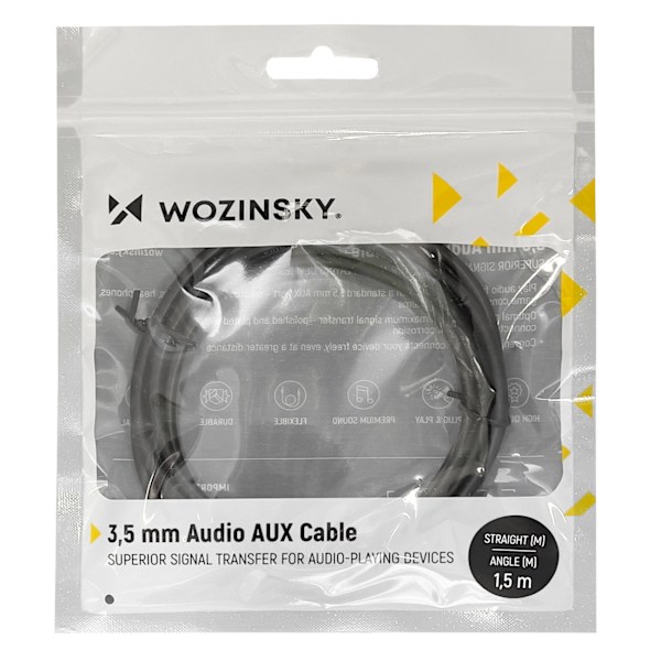Wozinsky Vinklad AUX-kabel (hane-hane) 2m Mini Jack Svart
