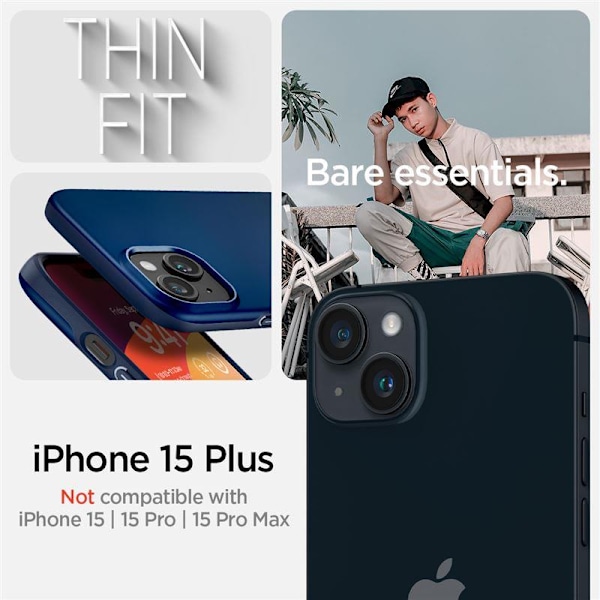 Spigen Thin Fit Fodral för iPhone 15 Plus - Blå