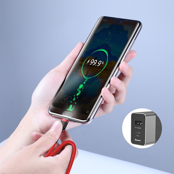 Baseus USB-C till USB-C Kabel 60W PD QC 3A/ 480Mb/s/ 1m - Svart/