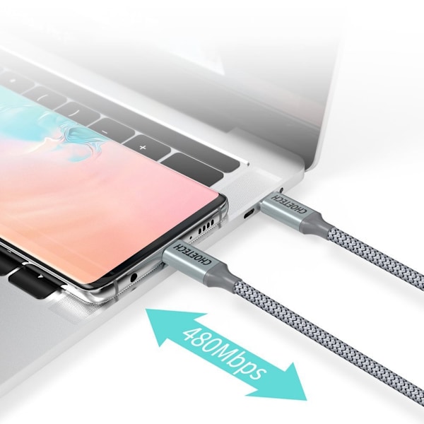 Choetech USB-C till USB-C Kabel XCC-1002-GY/ PD QC 100W/ 5A/ 480