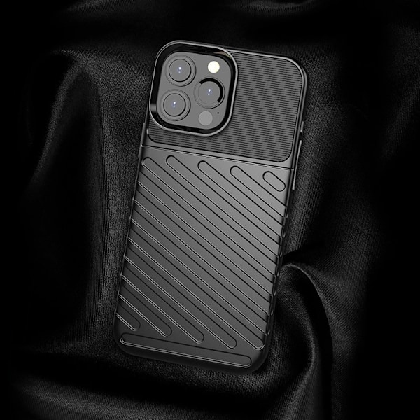 Blixtskydd Flexibelt Pansarfodral för iPhone 13 Pro Max Svart