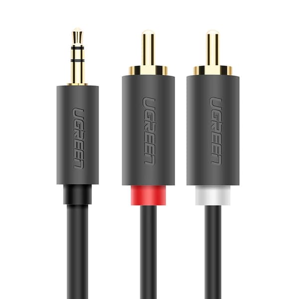 Ugreen AV102 3/5 mm mini-jack till 2RCA-ljudkabel 5m - grå