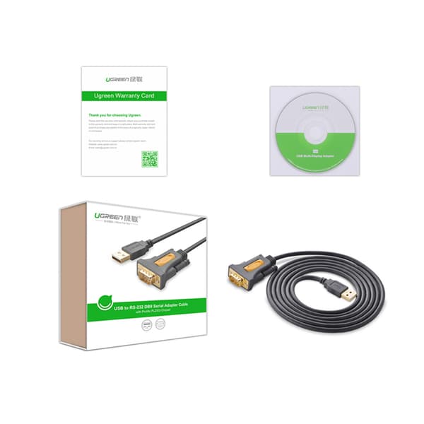 Ugreen USB-A till RS-232 DB9 Adapterkabel 1/5m Grå (CR104)