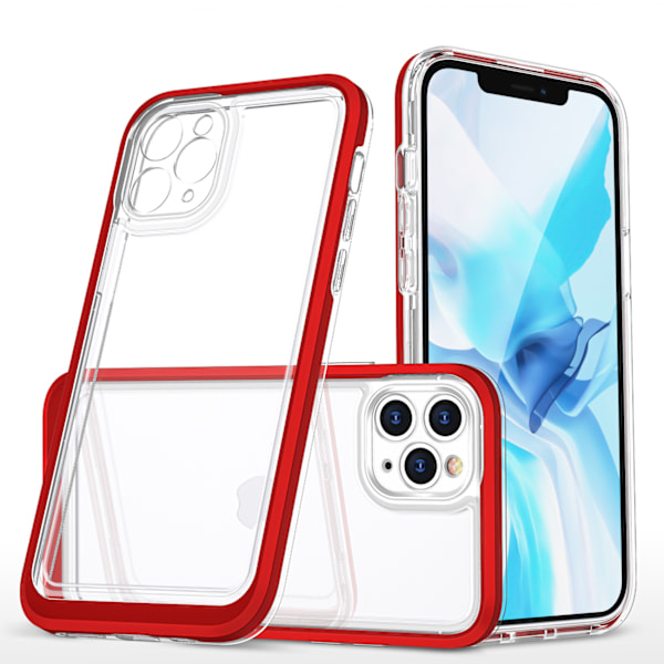 Transparent 3-i-1 skal för iPhone 11 Pro Max/ gelstativ med röd