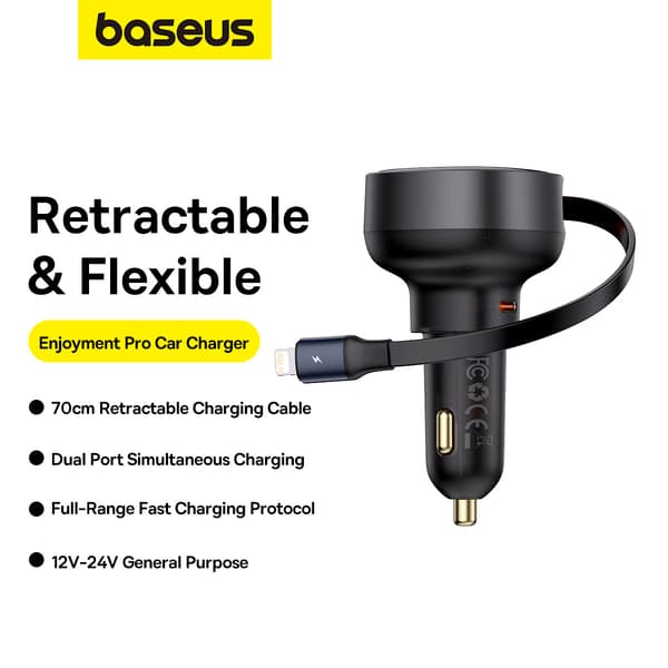 Baseus Enjoyment Pro Billaddare USB-C/Lightning 60W - Svart