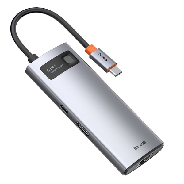 Baseus Metal Gleam 6-i-1 USB-C Hub - 100W PD/ HDMI 4K/ 3x USB-A/