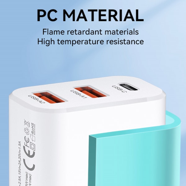 Wozinsky 30W Snabbladdare USB-C / 2x USB-A - Vit