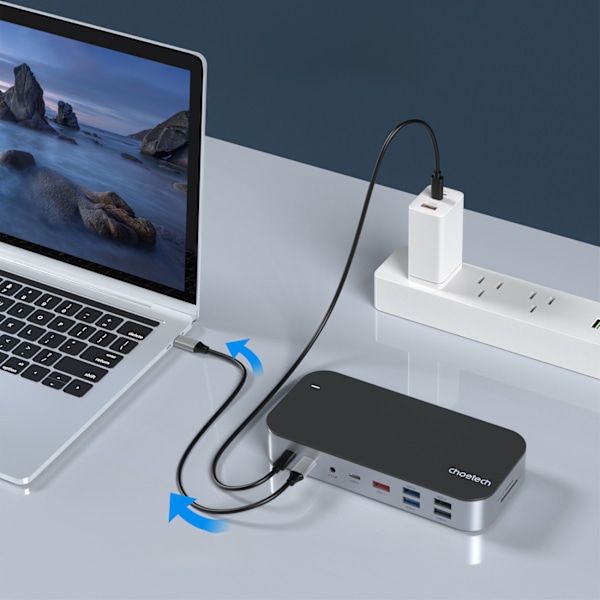 Choetech M52 USB-C Hub - USB-C PD/ USB-C/ USB-A/ HDMI/ VGA/ DP/