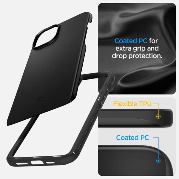 Spigen Thin Fit-fodral för iPhone 15 Plus - Svart