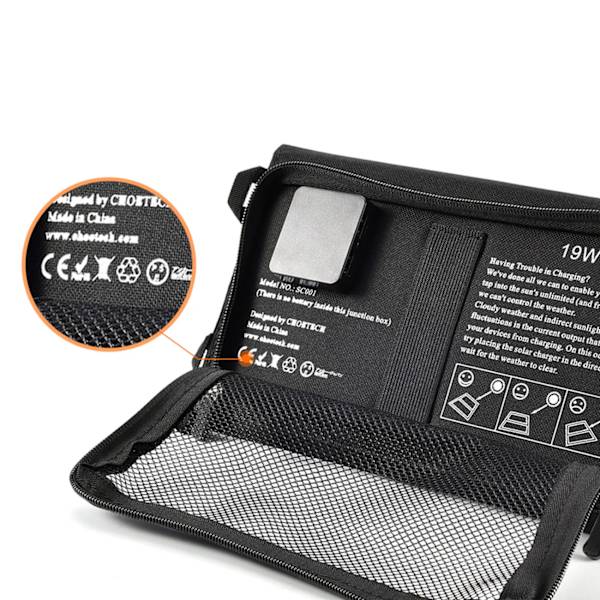 Choetech 19W Solcellsladdare SC001 Dubbel USB-A Port - Svart
