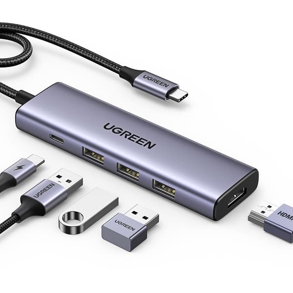 Ugreen HUB CM511 5-i-1 USB-C PD/HDMI/USB-A 3.0 Adapter - Grå