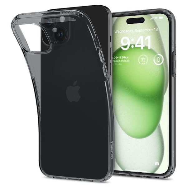 Spigen Crystal Flex Skal för iPhone 15 Plus - grå-transparent