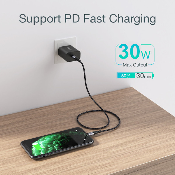 Choetech IP0039 USB-C till Lightning Kabel MFi 480Mb/s 3A 1/2m -