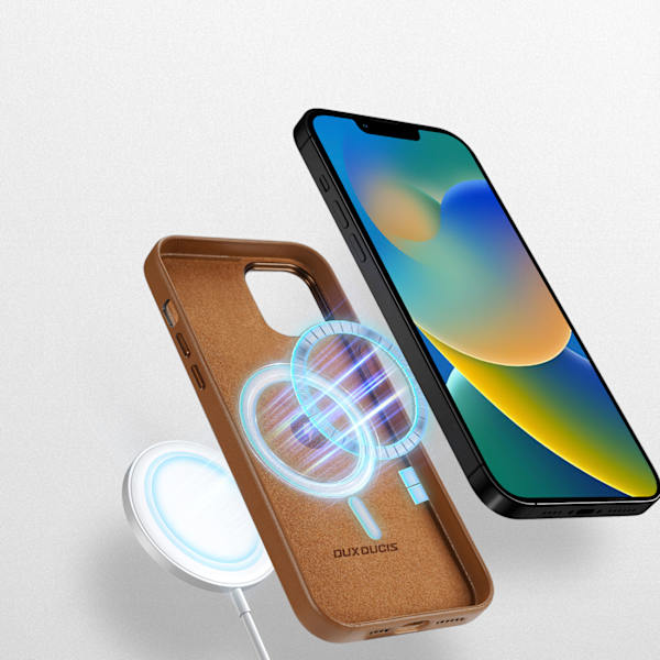 Dux Ducis Grit läderfodral för iPhone 14 Plus/ elegant konstläde
