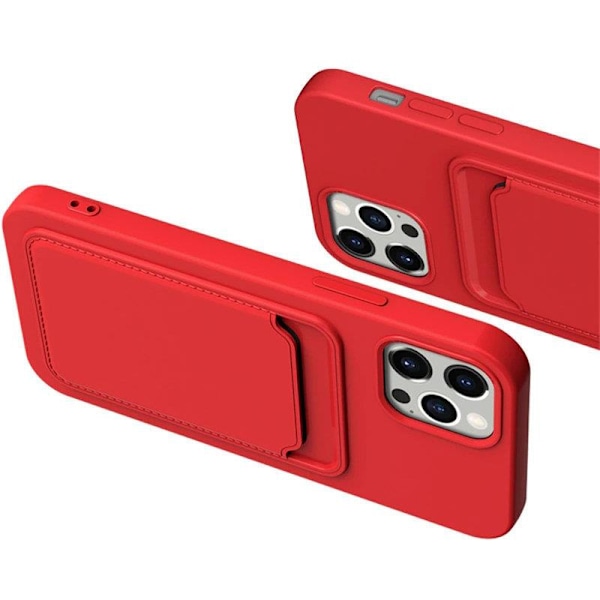 iPhone 11 Pro Max Silikonfodral med Kortficka - Röd