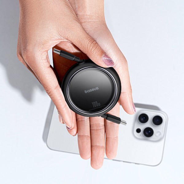 Baseus Free2Draw Mini Retractable USB-C till USB-C Kabel 100W 1m