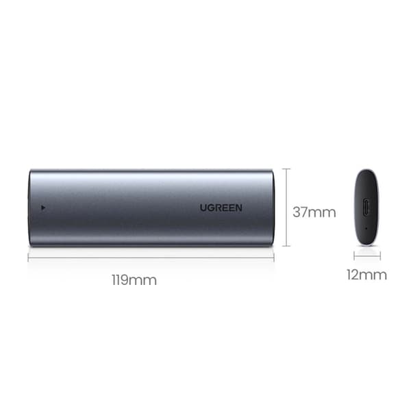 Ugreen Fodral till M.2 B-Key SATA SSD Hölje 5Gbps Grå + USB-C Ka