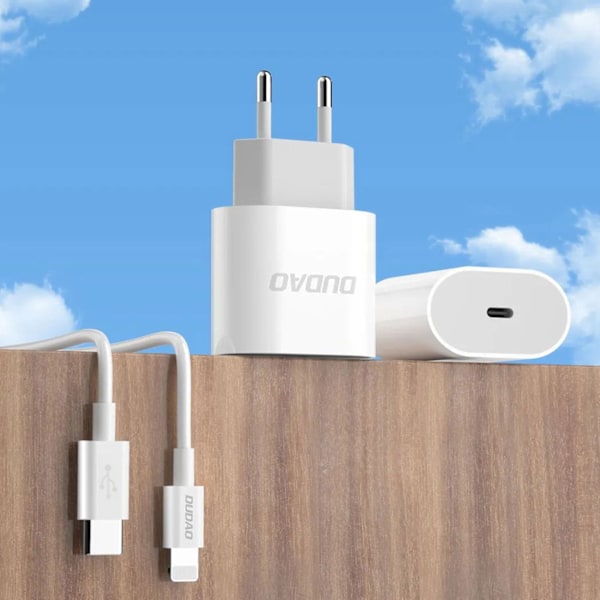Dudao A14EUC Väggladdare PD 20W USB-C med Kabel - Vit