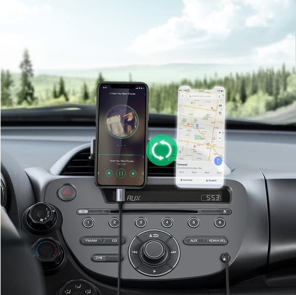 Ugreen Ljudkabel AUX MFI Lightning till 3/5 mm Minijack 1 m Grå