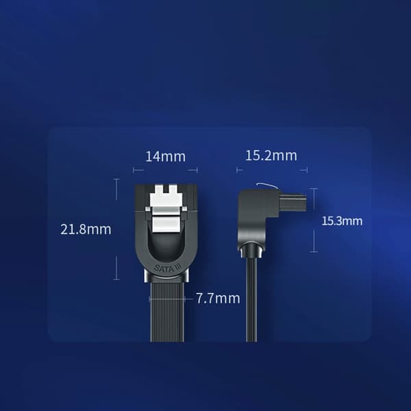 UGREEN Vinklad SATA 3.0 Kabel 0/5m Svart (US217)