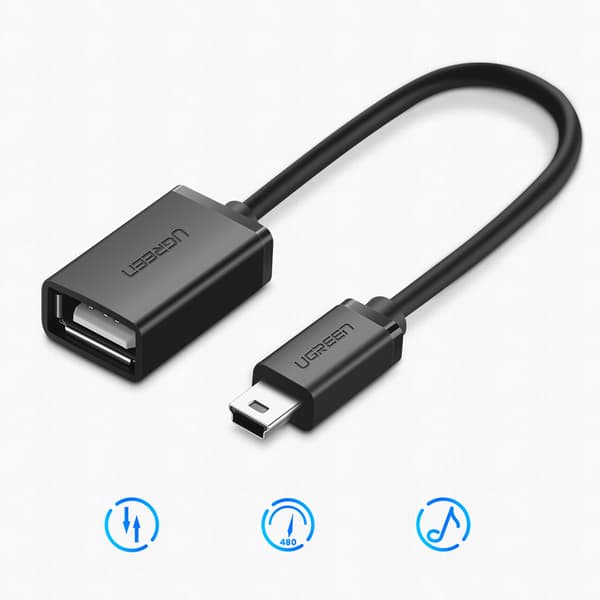 Ugreen US249 Adapter Mini USB-B till USB-A OTG 10 cm - Grå