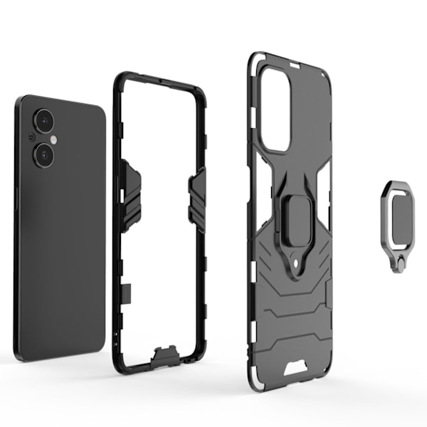 OnePlus Nord N20 5G Svart Hybrid Skyddsfodral med Magnetiskt Sta