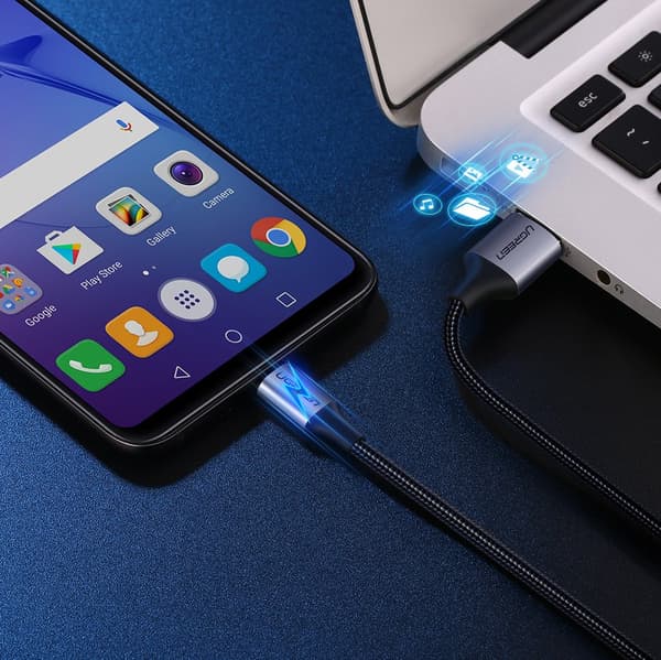 Ugreen US290 60146 USB-A / micro USB-kabel 2.4A 1m Grå