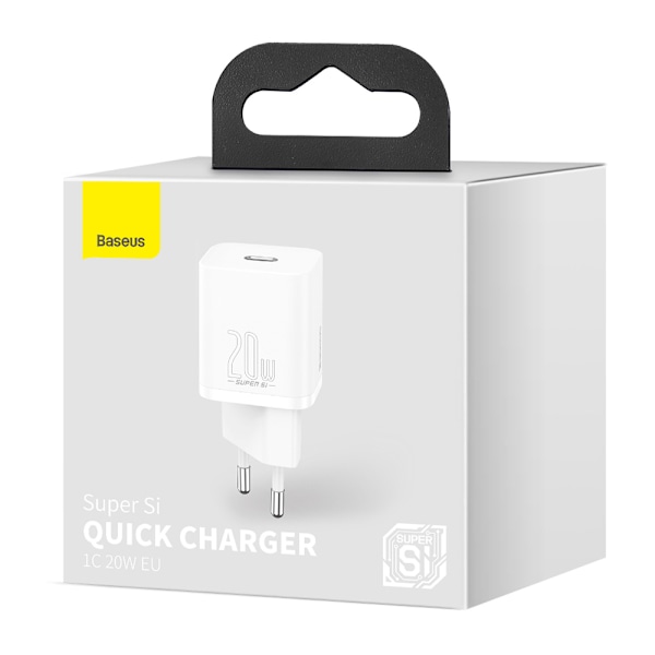 Baseus Super Si Snabbladdare USB-C 20W PD Vit (CCSUP-B02)