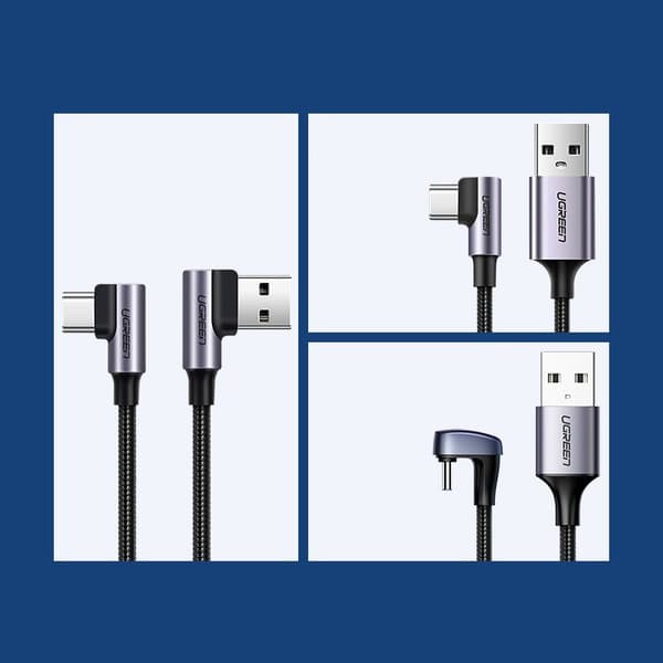Ugreen Vinklad USB-kabel till USB Typ C Quick Charge 3.0 QC3.0 3