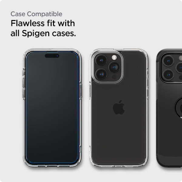 Härdat glas Spigen ALM Glass FC för iPhone 15 Pro - svart/ 2-pac