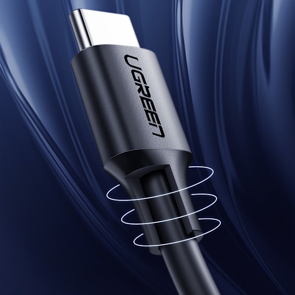 Ugreen US286 USB-C till USB-C Kabel PD QC 3A 480Mb/s 1m - Svart