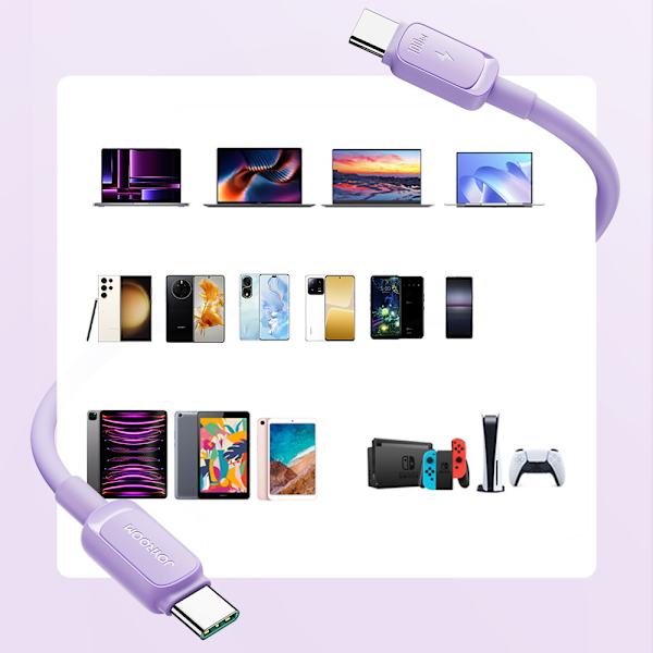 Joyroom Multi-Color USB-C till USB-C Kabel 100W 1.2m - Lila