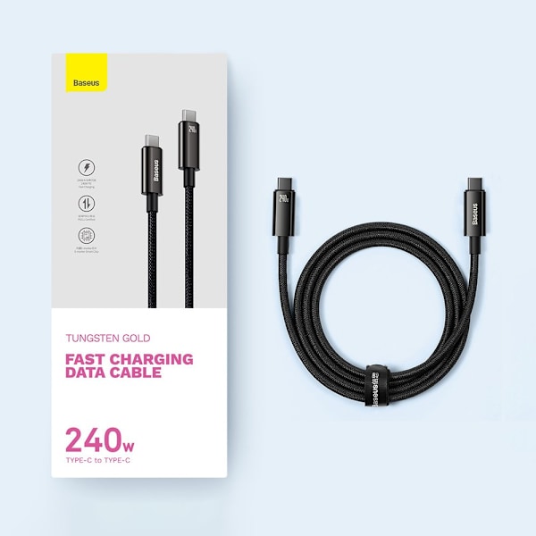 Baseus CAWJ040001 USB-C till USB-C Kabel 240W 480Mb/s 1m - Svart
